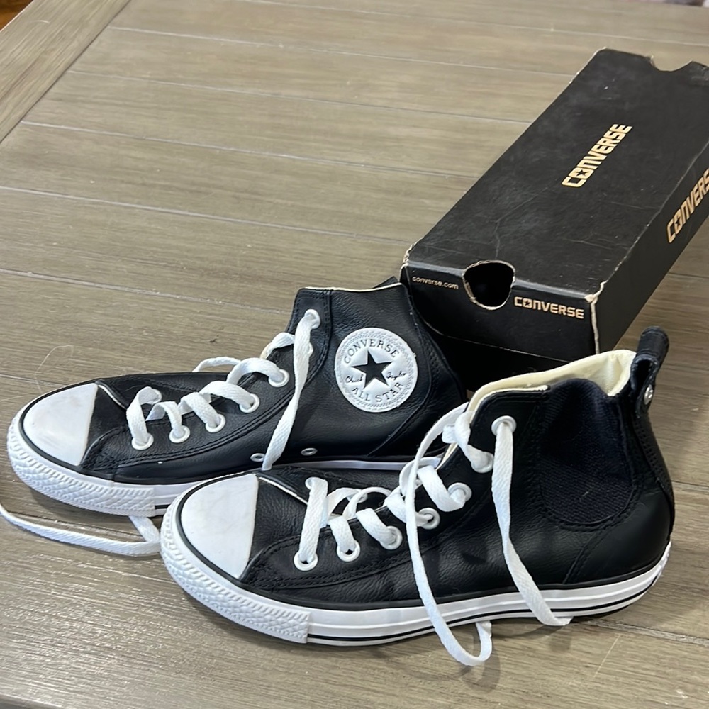 CONVERSE Chuck Taylor ALL STAR HIGH TOP Leather Black (132170C) NEW SIZE 6.5